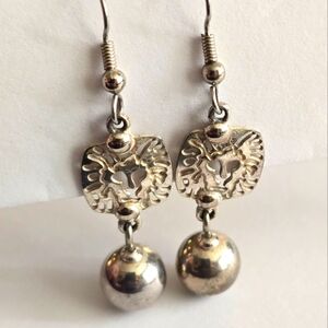 Lion face earrings silver tone hook earwires big cat tiger safari